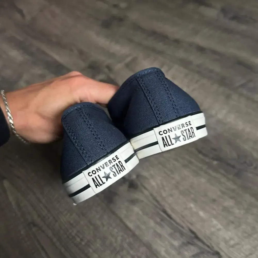 Navy Cotton Ribbon Bow Slip On Converse Ballet Flat Dainty Slip On Sneaker